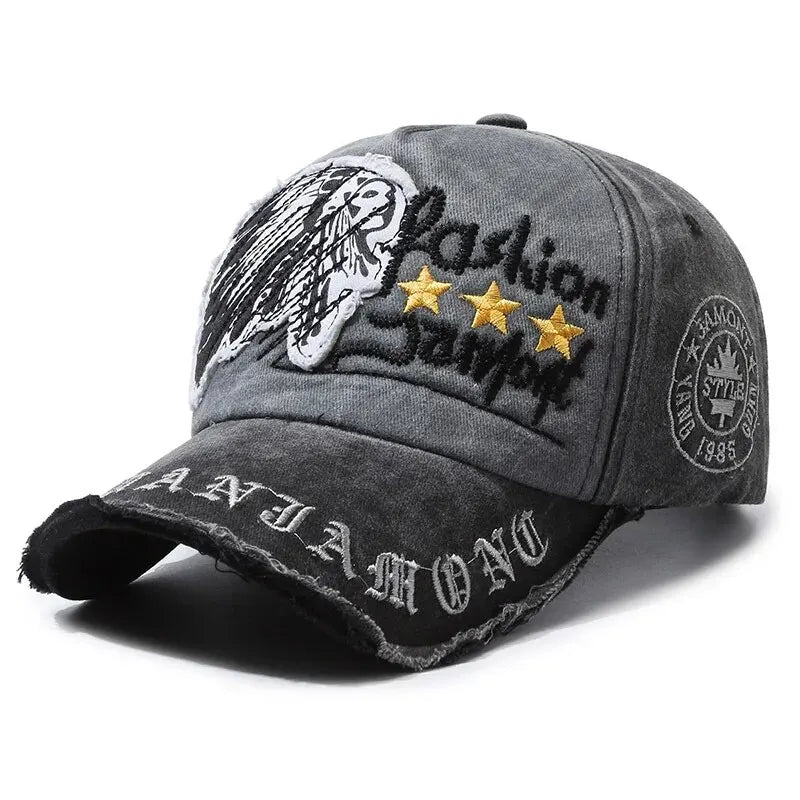 Retro Distressed Letter Embroidery Baseball Cap | Unisex Casual Cotton Hat