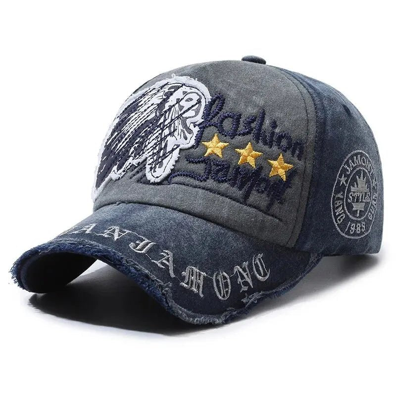 Retro Distressed Letter Embroidery Baseball Cap | Unisex Casual Cotton Hat