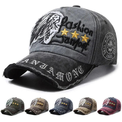 Retro Distressed Letter Embroidery Baseball Cap | Unisex Casual Cotton Hat