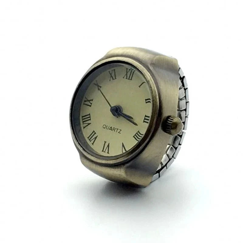 Retro Roman Vintage Punk Finger Watch Ring | Functional Ring Watch with Quartz Movement