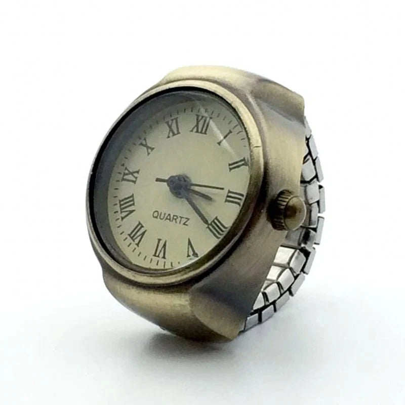 Retro Roman Vintage Punk Finger Watch Ring | Functional Ring Watch with Quartz Movement