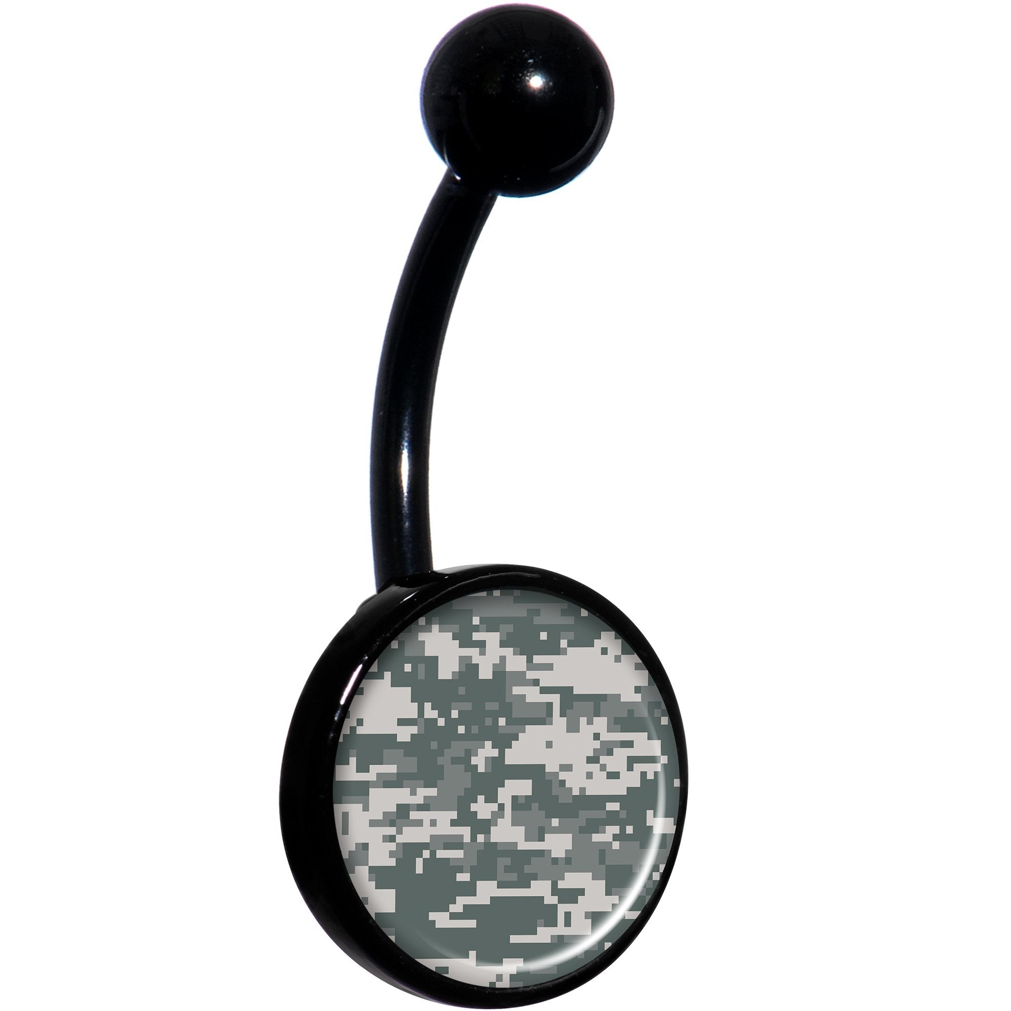 Digital Camo Print Black Belly Ring