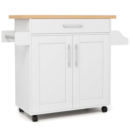Rolling Kitchen Island Cart with Towel and Spice Rack