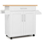 Rolling Kitchen Island Cart with Towel and Spice Rack