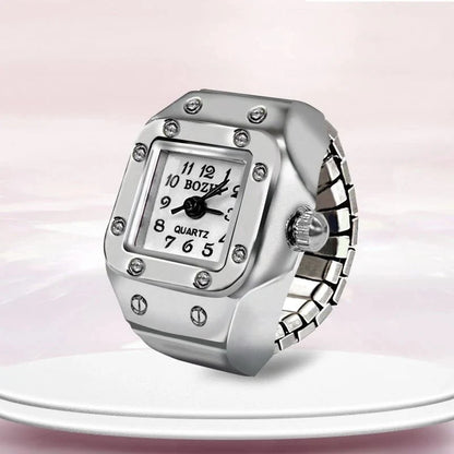 Roman Numeral Punk Gothic Finger Clock Jewelry | Mini Quartz Watch Ring