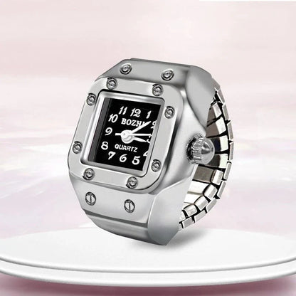 Roman Numeral Punk Gothic Finger Clock Jewelry | Mini Quartz Watch Ring