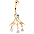 Clear Gem Gold PVD Three Segment Chandelier Belly Ring