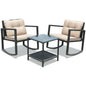 3 Pieces Cushioned Patio Rattan Set with Rocking Chair and Table-Black