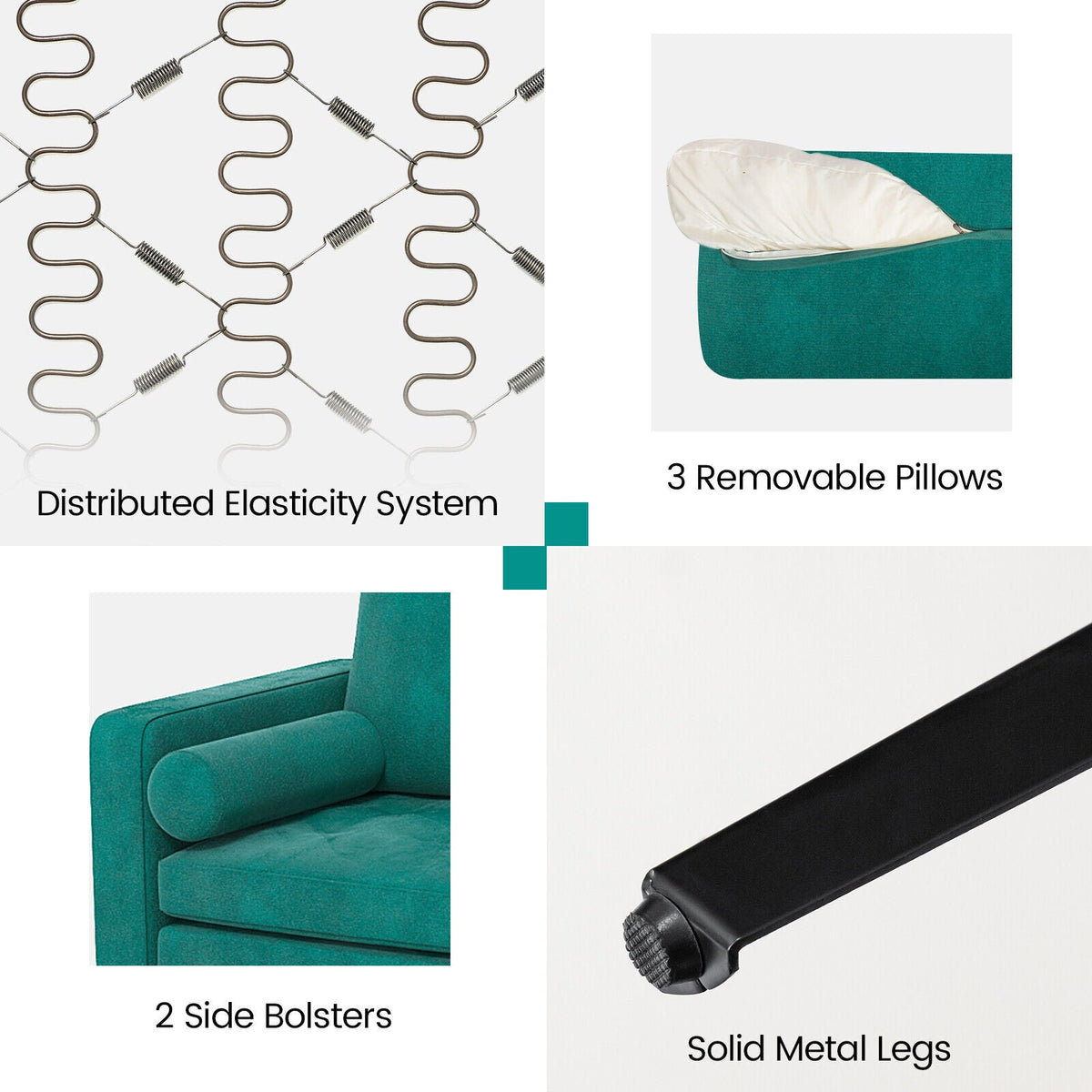 Modular 1/2/3/4-Seat L-Shaped Sectional Sofa Couch with Socket USB Port-3-Seat with USB port