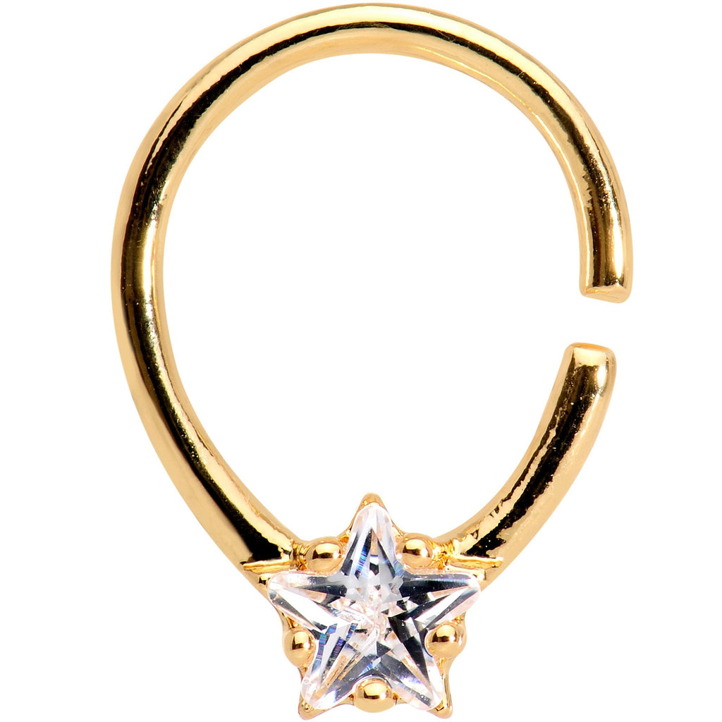 16G Clear CZ Gold Tone Stunning Star Seamless Circular Ring