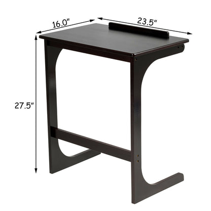 Adjustable C-Shape Couch End Table wth Tilting Top-Brown