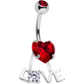 Clear Red CZ Gem Love is in the Air Dangle Belly Ring