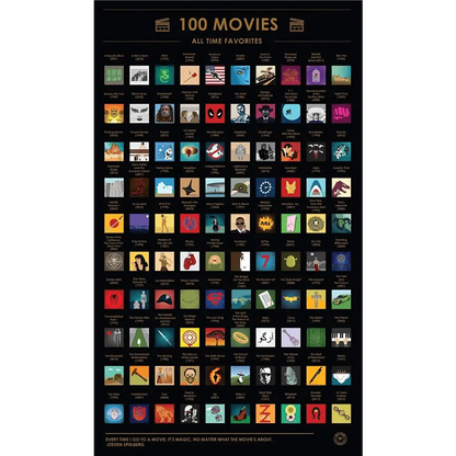 Scratch Off 100 Poster Movies Of All Time Must-See Movies Unique Design Perfect Gift For Teens And Older