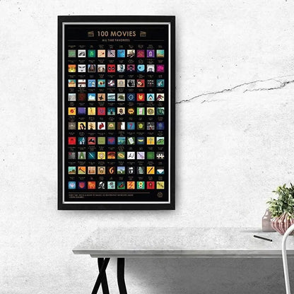 Scratch Off 100 Poster Movies Of All Time Must-See Movies Unique Design Perfect Gift For Teens And Older