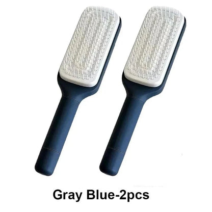 Self-Cleaning Retractable Hairbrush | Anti-Static Scalp Massage Comb with One-Key Hair Removal