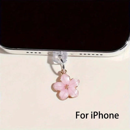 Simple Flowers Phone Dust Plug | Decorative Charging Port Pendant