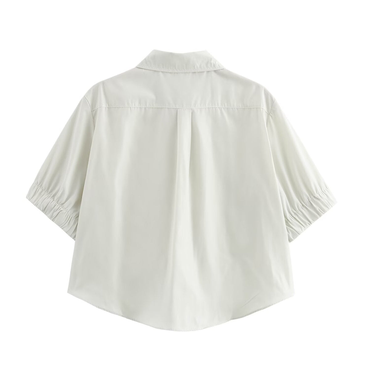 Solid color short shirt wide swing MIDI skirt