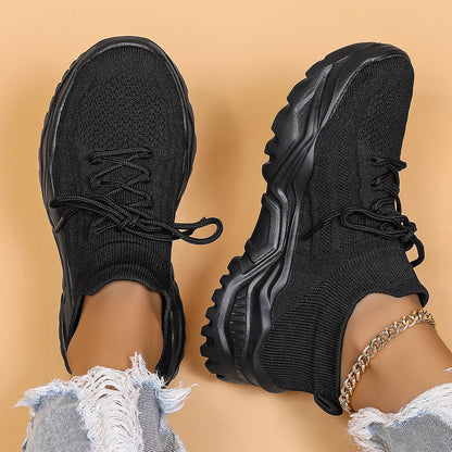 Sports women's shoes breathable fly woven socks shoes for lazy people one step on lazy shoes