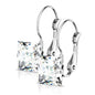 Stainless Steel Square CZ Gem Earrings