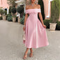 Strapless one shoulder long skirt dress