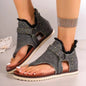 Studded Raw Hem Flat Sandals