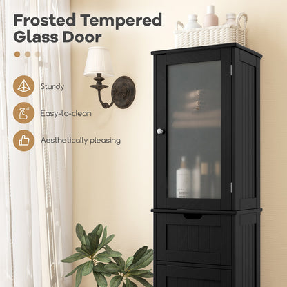 Tall Floor Storage Cabinet with 2 Doors and 1 Drawer for Bathroom