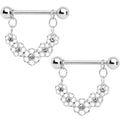5/8 Clear Gem Honey Flower Dangle Nipple Shield Set