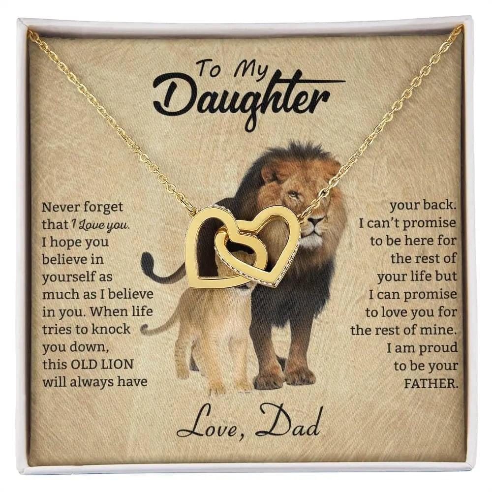 To My Daughter Necklace from Dad - Never forget that I love You, Lion Necklace