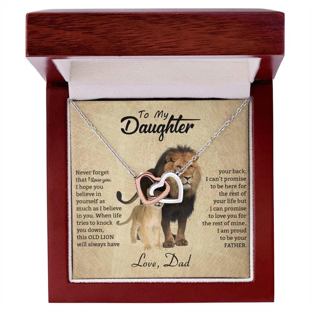 To My Daughter Necklace from Dad - Never forget that I love You, Lion Necklace