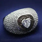 TS022 Rhodium + Ruthenium Sterling Silver Ring – AAA Brown CZ Statement Piece
