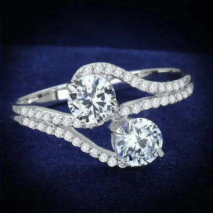 925 Sterling Silver Rhodium Ring – AAA Clear CZ Solitaire