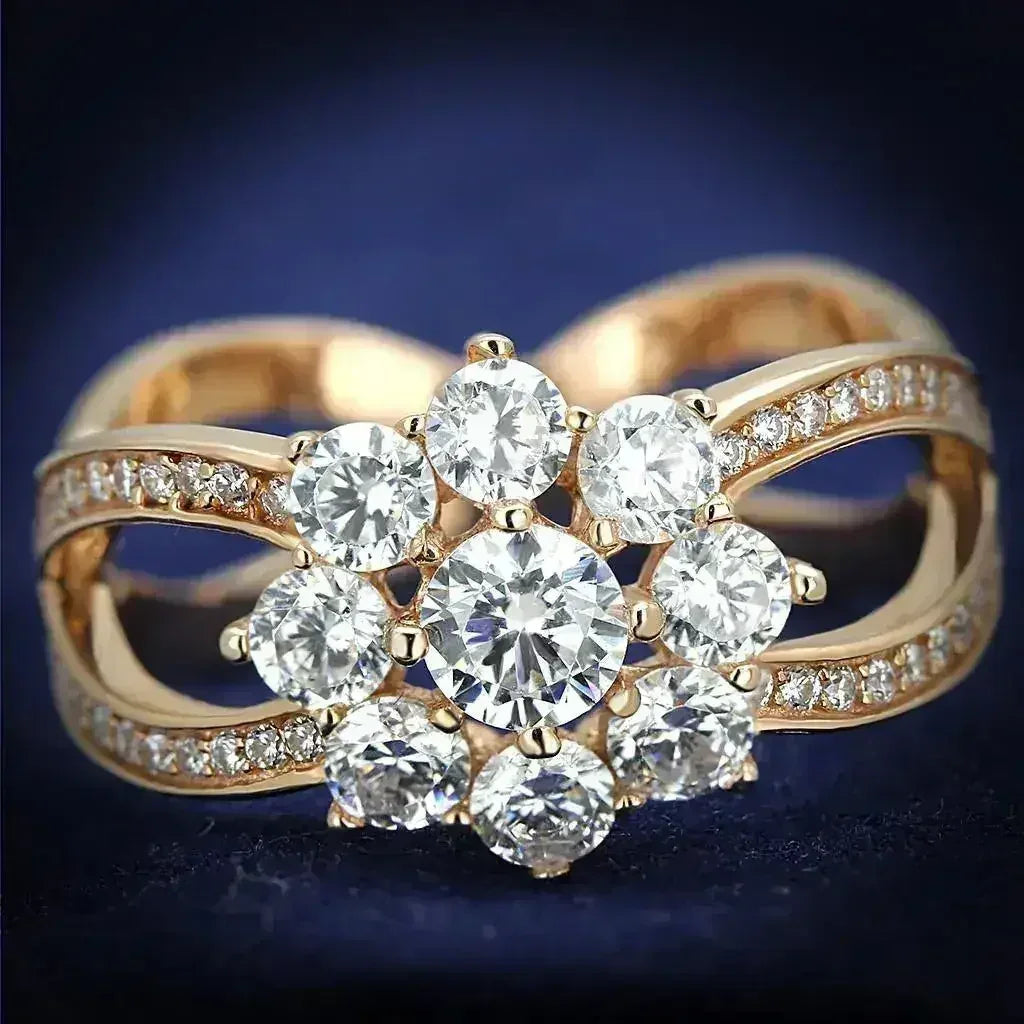 TS586 Rose Gold Sterling Silver Ring – AAA Clear CZ Solitaire