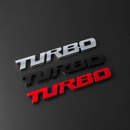 Turbocharged Metal Alloy 3D Car Sticker Badge | Sporty Decorative Car Emblem