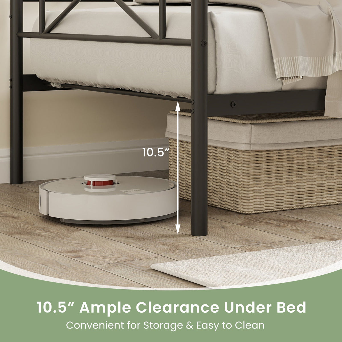 Twin Size Platform Bed with Heavy-duty Metal Slat Support