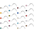 20G 5/16 Multi Color Gem Steel Nose Screw 20 Pack Set
