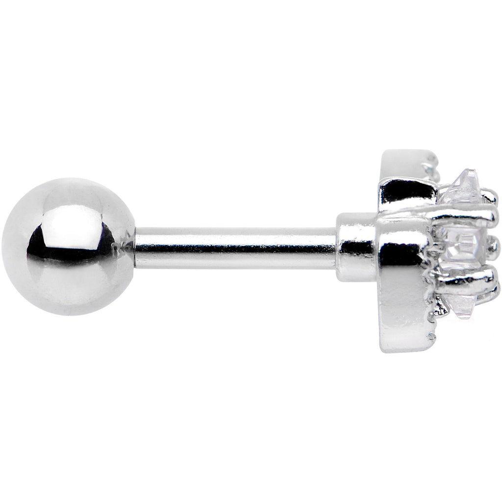 16G 1/4 Clear Star CZ Gem Bow Tie Cartilage Tragus Earring