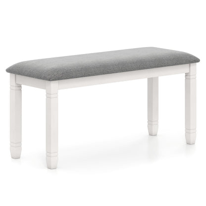 Upholstered Bedroom Bench with Padded Seat and Solid Wood Legs-Gray