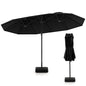 15 Feet Double-Sided Twin Patio Umbrella with Crank and Base