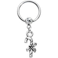 14G 1/2 Clear Gem Holiday Candy Cane Dangle BCR Captive Ring
