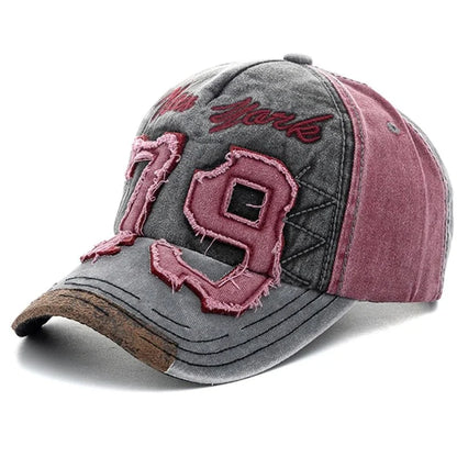Vintage Letter Embroidery Washed Cotton Baseball Cap | Unisex Adjustable Casual Hat