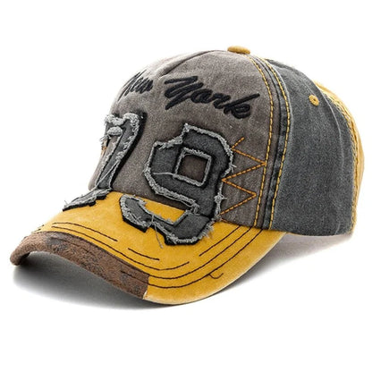 Vintage Letter Embroidery Washed Cotton Baseball Cap | Unisex Adjustable Casual Hat
