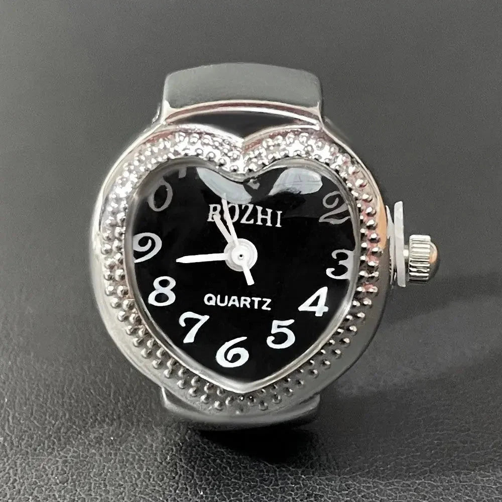 Vintage Punk Finger Watch Ring | Roman Numeral Quartz Mini Clock Jewelry