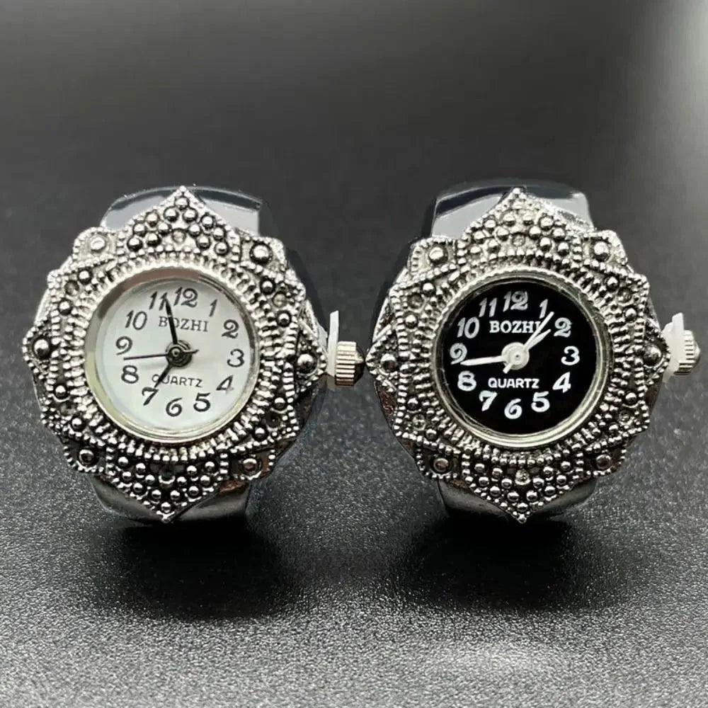 Vintage Punk Finger Watch Ring | Roman Numeral Quartz Mini Clock Jewelry