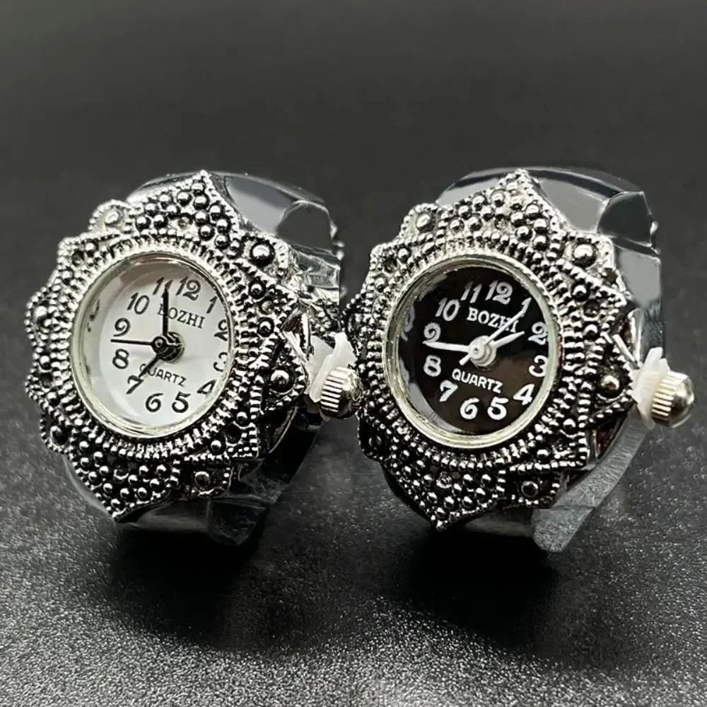 Vintage Punk Finger Watch Ring | Roman Numeral Quartz Mini Clock Jewelry