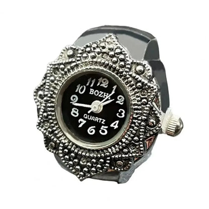 Vintage Punk Finger Watch Ring | Roman Numeral Quartz Mini Clock Jewelry