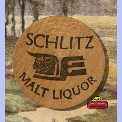 Vintage Schlitz Malt Liquor Wooden Nickel Don't Take Wooden Nickels Chief Head Breweriana Beer Advertising Token Collectible 🍺