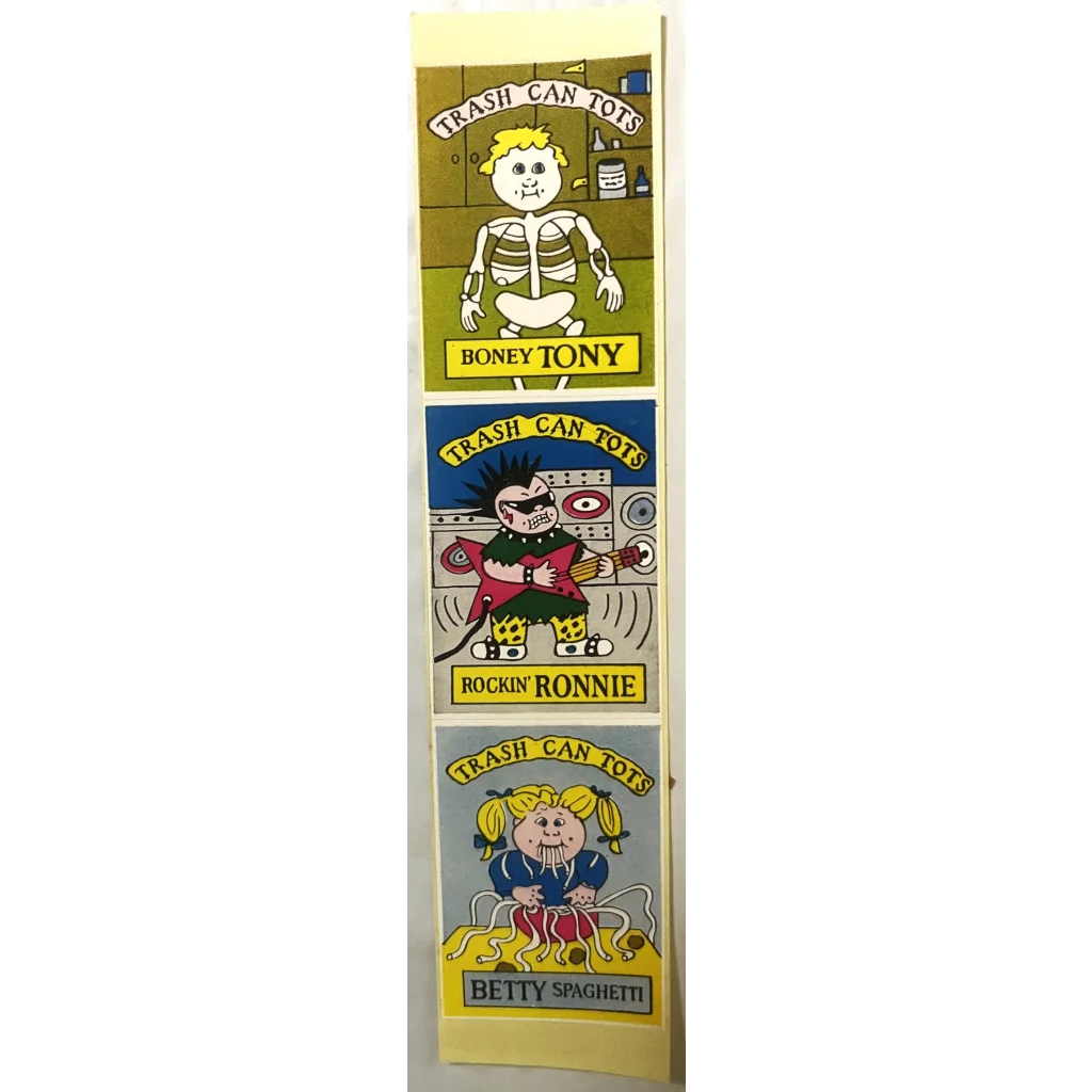 Trash Can Tots Complete Series Stickers 🗑️ Vintage 1980s NOS Vending Set, 10 Strips / 30 Characters