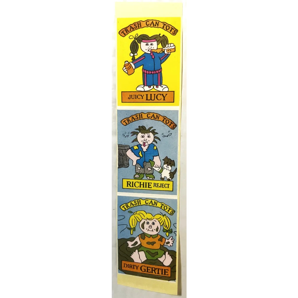 Trash Can Tots Complete Series Stickers 🗑️ Vintage 1980s NOS Vending Set, 10 Strips / 30 Characters