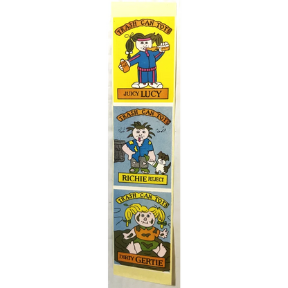 Trash Can Tots Complete Series Stickers 🗑️ Vintage 1980s NOS Vending Set, 10 Strips / 30 Characters