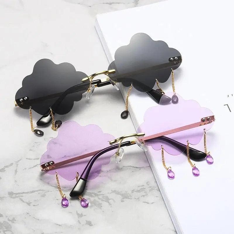 Vintage Women Rimless Sunglasses Retro Style Glasses For Summer Cloud Shaped Style Excellent Gift For Girls
